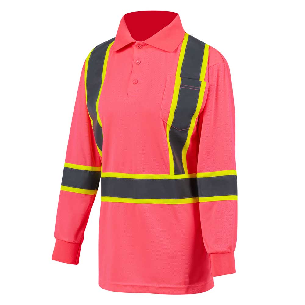 T2404 Upf Long Sleeve Breathable Women Pink Hi Vis Polo Shirts product photo from Fonirra
