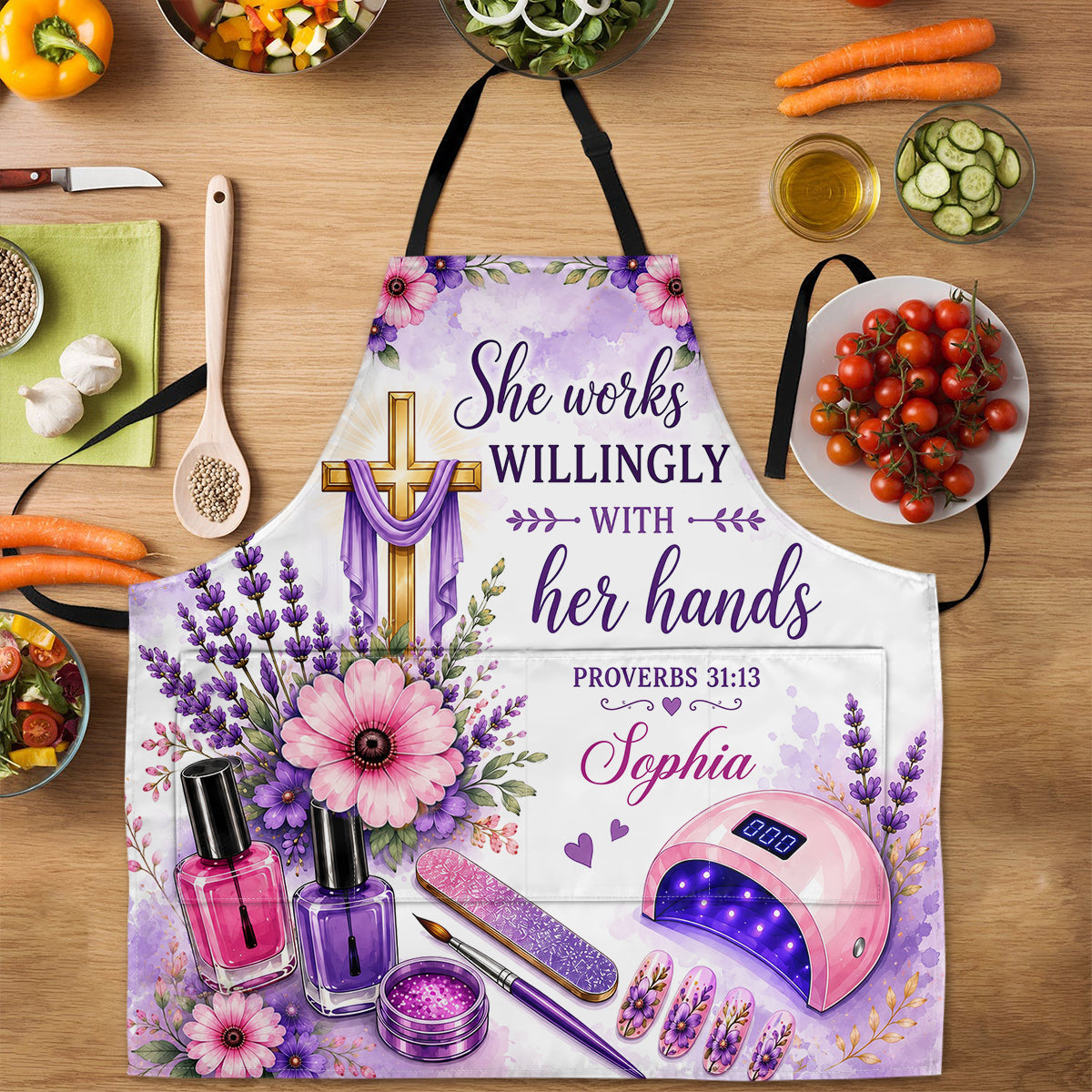 She Works Willingly With Her Hands | Apron With Pocket product photo from Jesuspirit