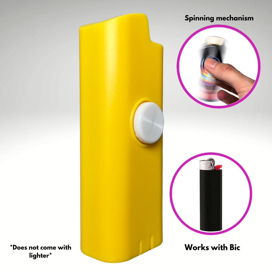 FLKR LYTR® Yellow Fidget Spinner Lighter Case Amazon Must Have "Yellow" for Bic® Spinner Lighter Case product photo from Flkrlytr