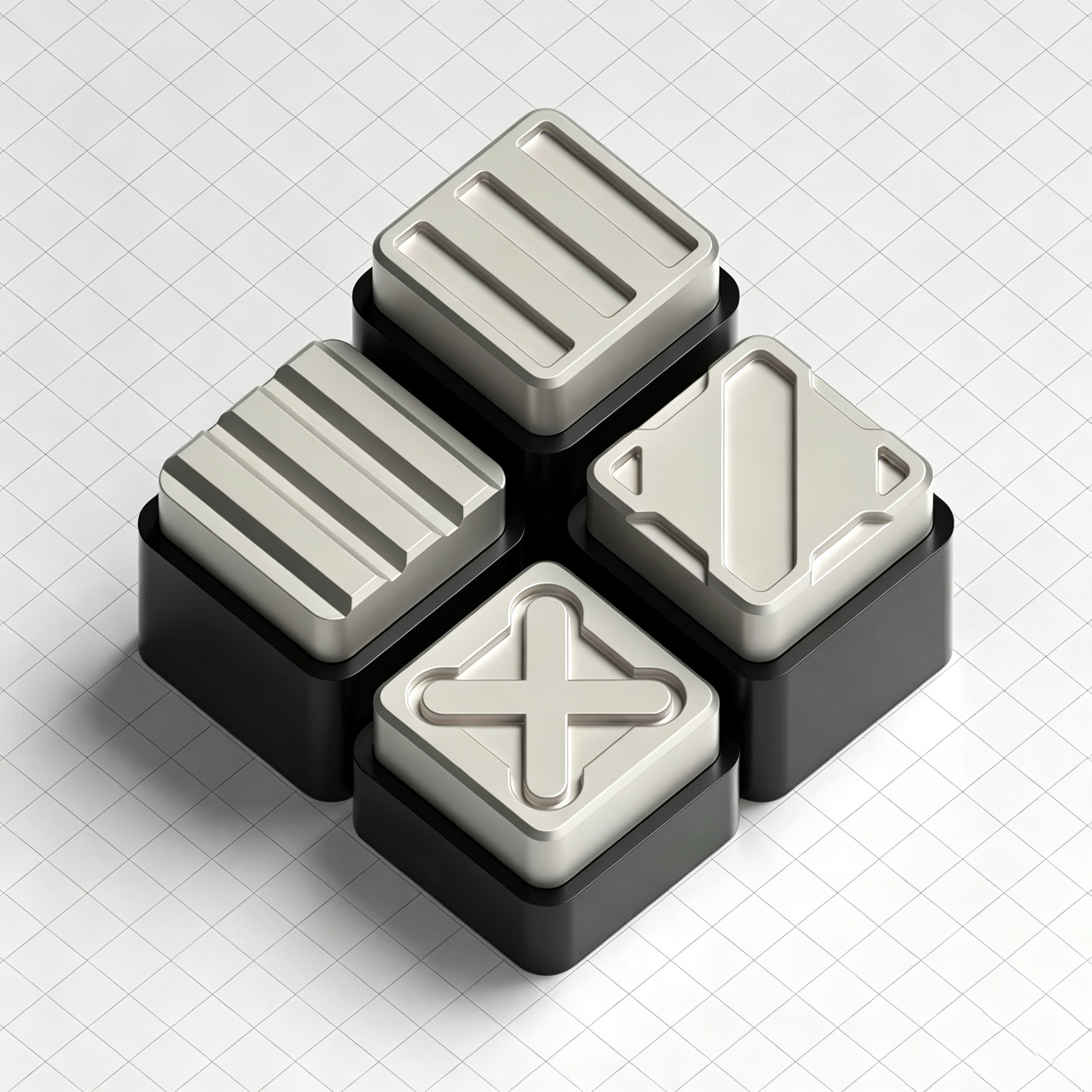 YMDK Metal Custom Keycap, Black‑White Gloss & Matte Finish, Nuclear Cube Artisan Keycap for Custom Mechanical Keyboard product photo from YMDK 8