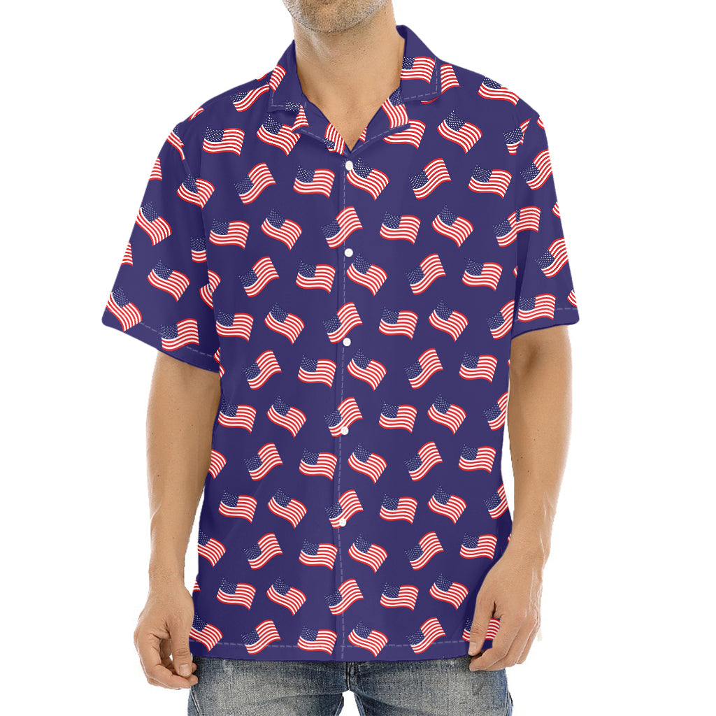 4th of July American Flag Pattern Print Aloha Shirt product photo from Gearfrost