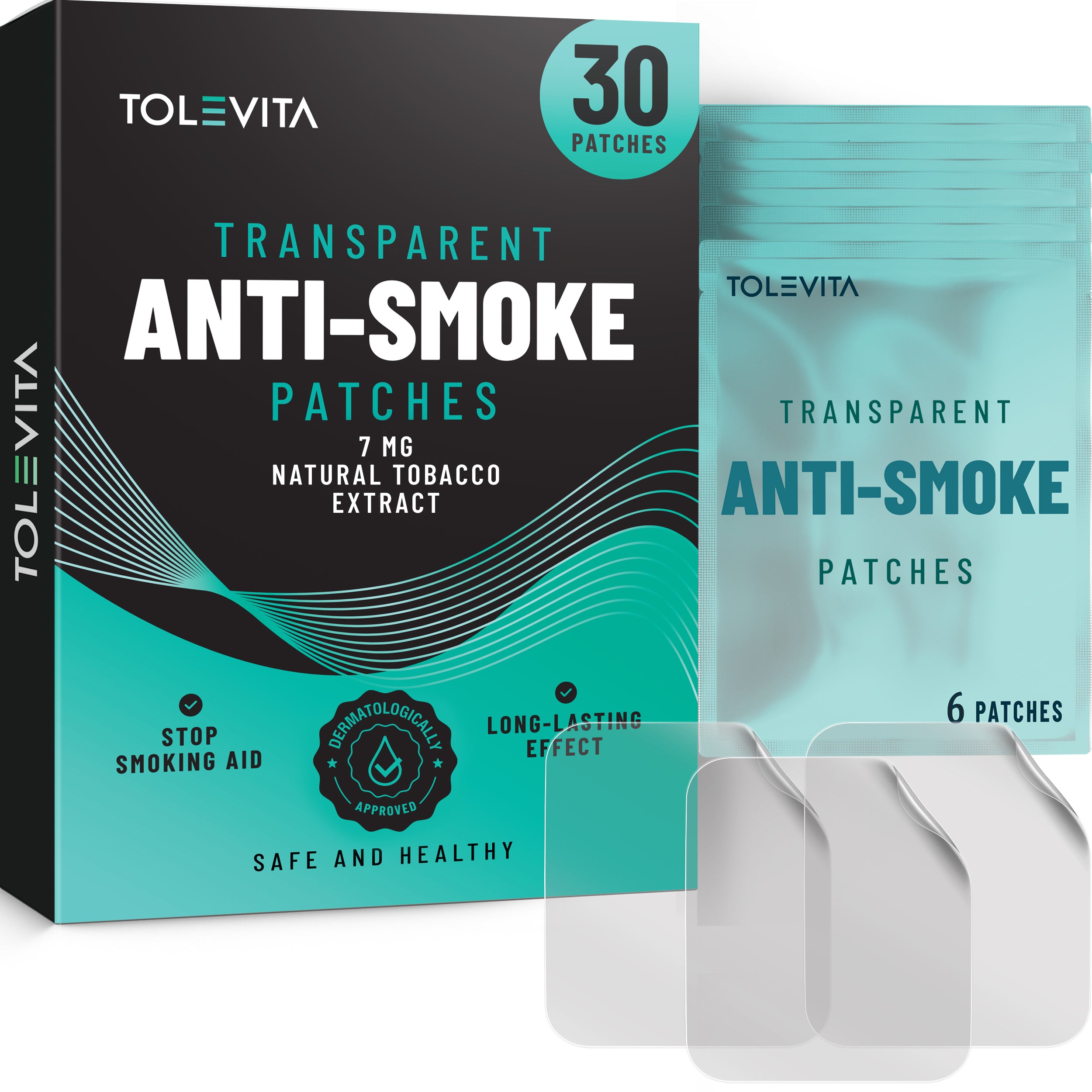 Anti-Smoke Herbal Patches Transparent, Quit Smoking Aid to Reduce Cravings, 30 Patches product photo from TOLEVITA