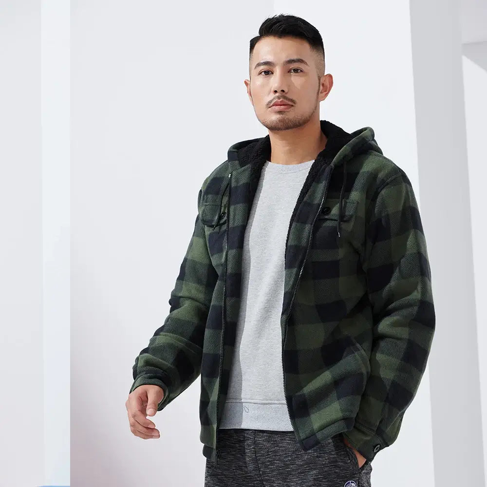 Mens Plaid Sherpa Lined Flannel Jacket product photo from Leehanton