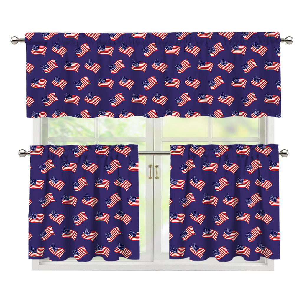 4th of July American Flag Pattern Print 3 Piece Kitchen Curtains product photo from Gearfrost