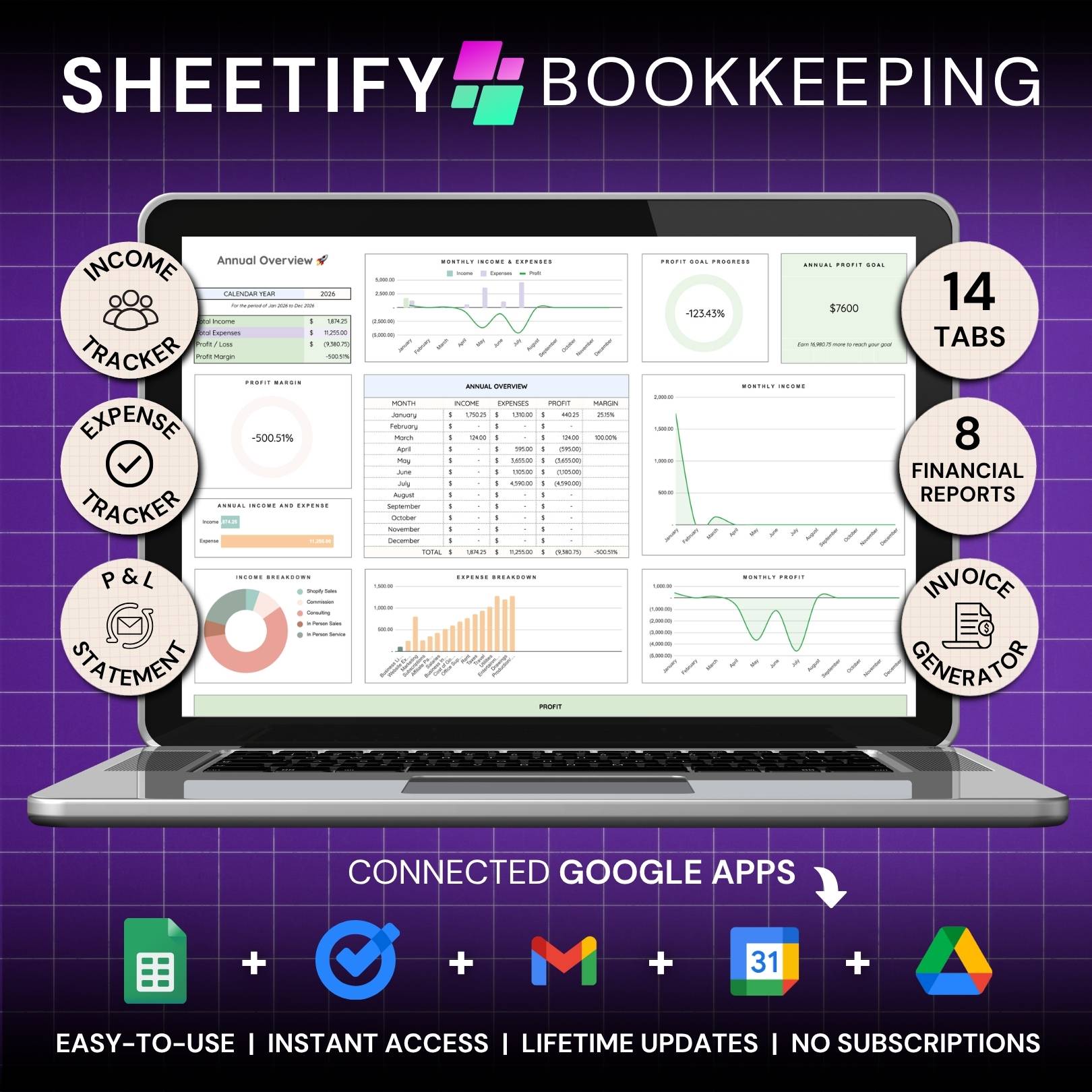 Bookkeeping product photo from Sheetifycrm