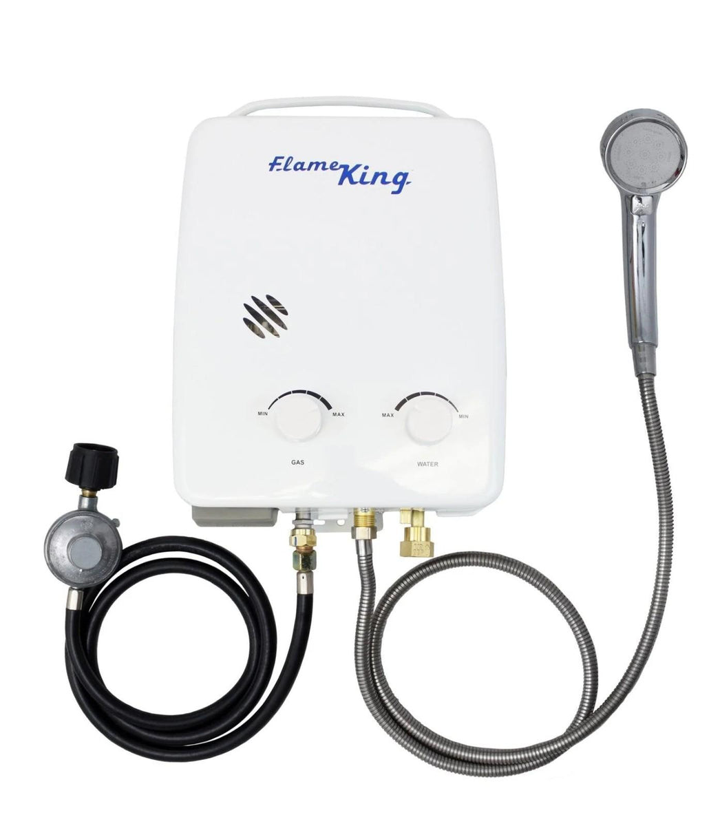 Flame King Tankless Outdoor Portable Camping Hot Shower Propane Gas 5L 1.32GPM Water Heater 34,000 BTU product photo from Flame King