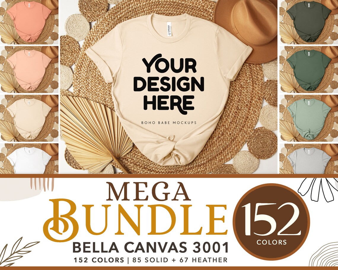 Bella Canvas 3001 T-Shirt Mockup Bundle | Boho Babe Flatlay Mockup Design - Vol.5 product photo from BohoBabeMockups