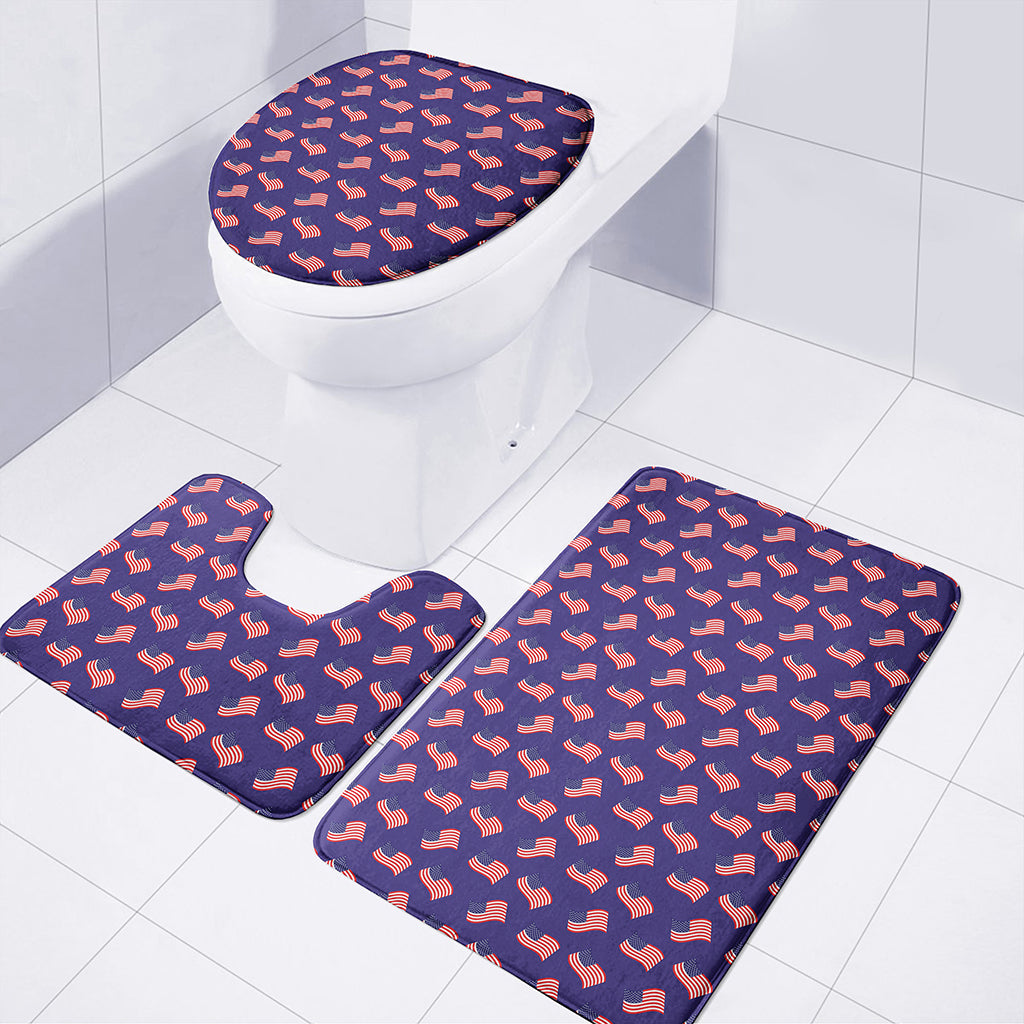 4th of July American Flag Pattern Print 3 Piece Bath Mat Set product photo from Gearfrost