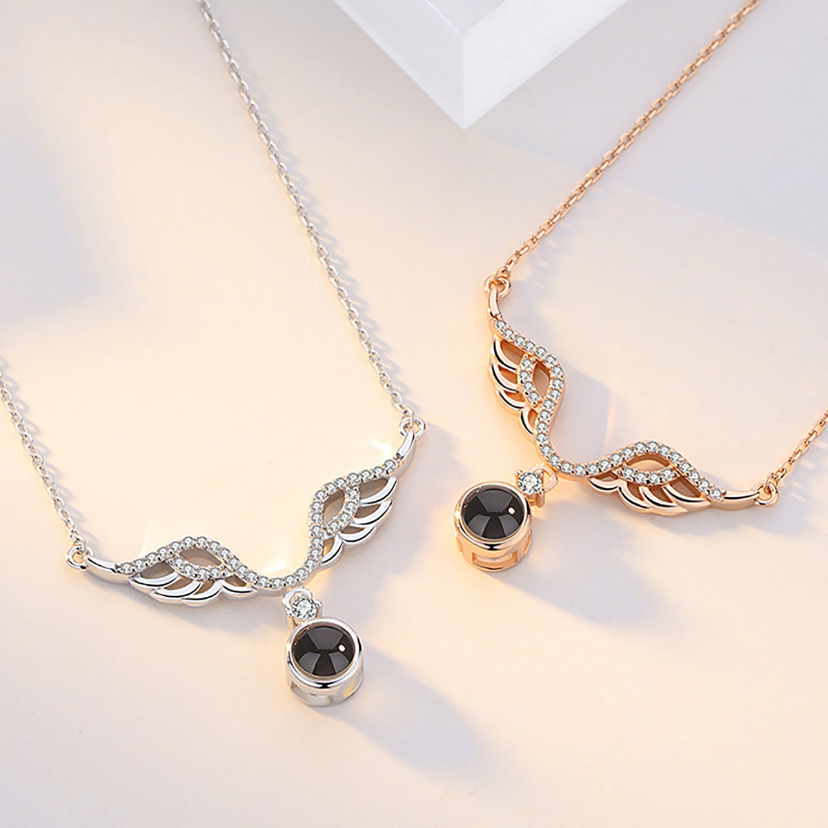 Customized 925 Silver 100 languages Projection Necklace Couple Memory Gifts product photo from Nowadays Fashion