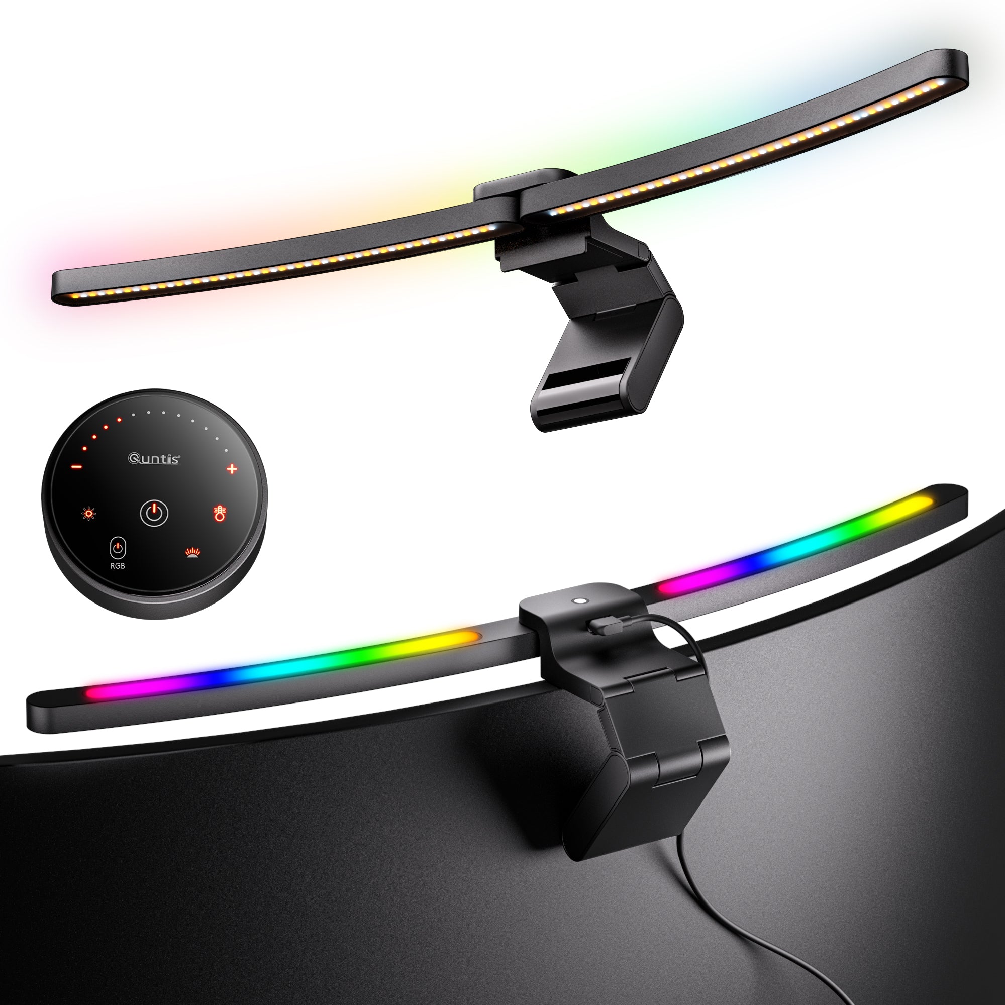 Quntis Foldable Dual Head Led Monitor Light Bar Wide Angle Screen Lamp For Curved Monitors With Rgb Backlight Remote Con... product photo from Quntis