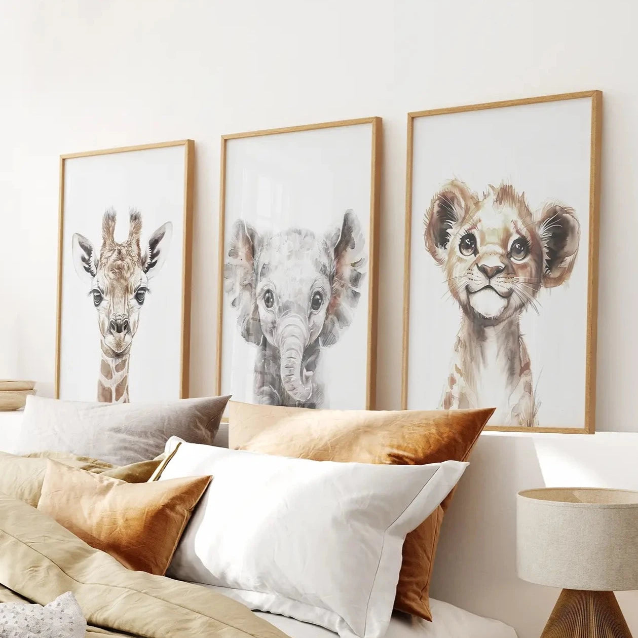Cute Set of 3 Watercolor Jungle Animal Wall Art product photo from Wallartset