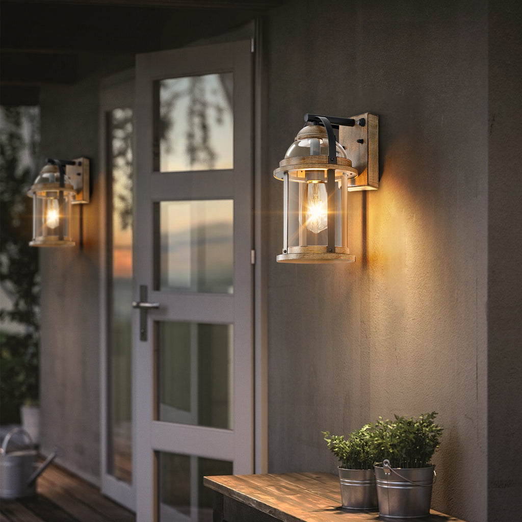 Rustic Farmhouse Wall Lanterns Dusk to Dawn Outdoor Wall Lights Waterproof Lighting Fixtures - okeli lights product photo from Okeli Lights