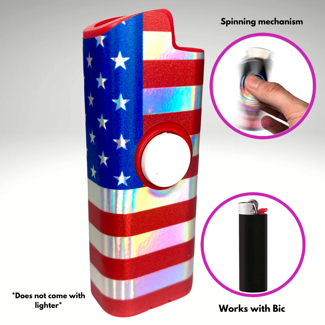FLKR LYTR® Fidget Spinner Lighter Case "American Flag" for Bic® Spinner Lighter Case product photo from Flkrlytr