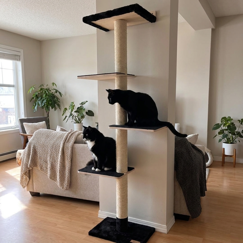 72 inches Wall Mounted Cat Tower - Perfect for small spaces product photo from Nobaanimal