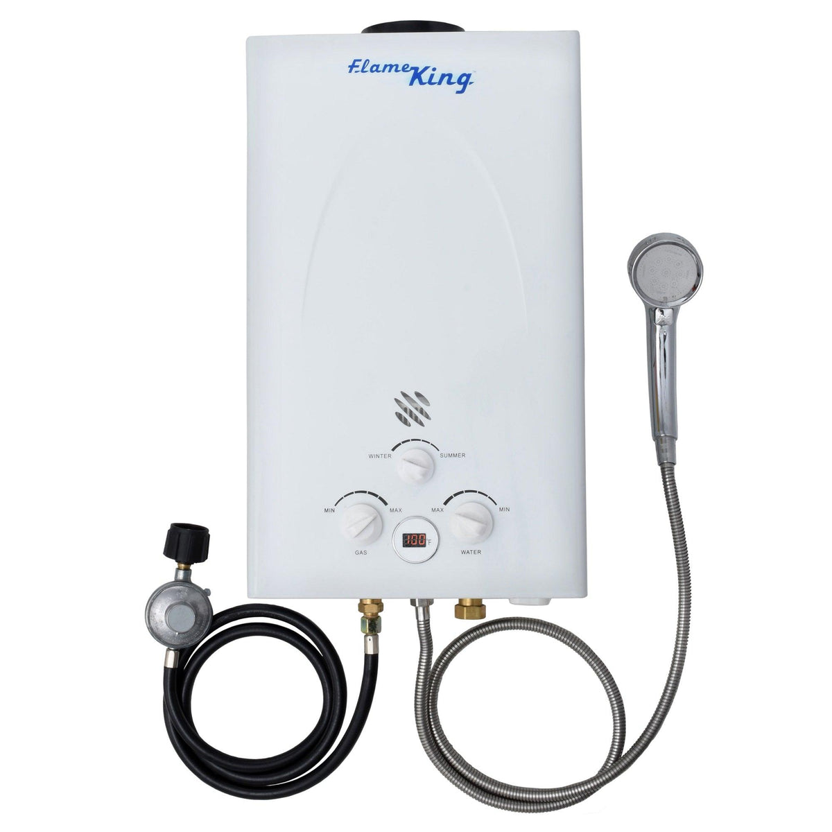 Flame King Tankless Outdoor Portable Camping Hot Shower Propane Gas 10L 2.64GPM Water Heater 68,000 BTU product photo from Flame King