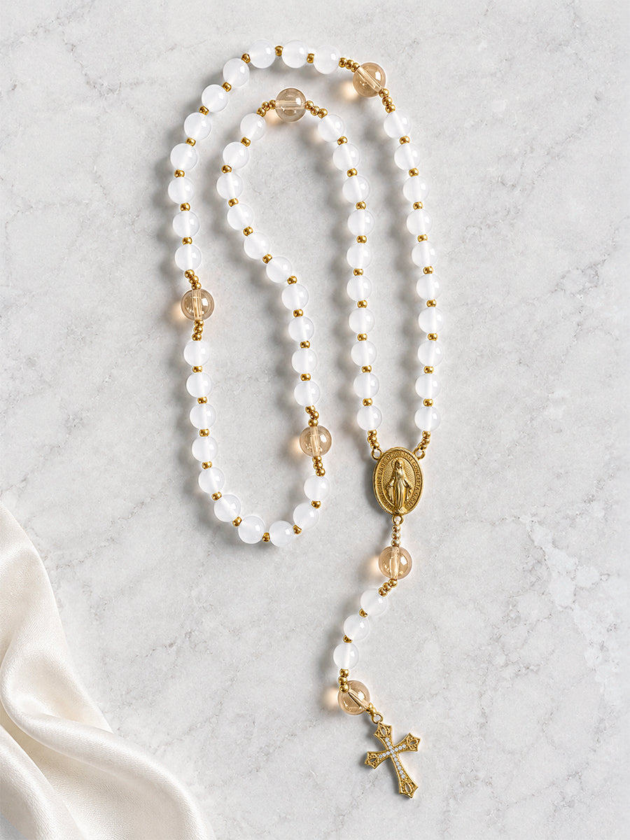 Catholight Immaculate Grace White Quartz Rosary $49.95 product photo from Catholight