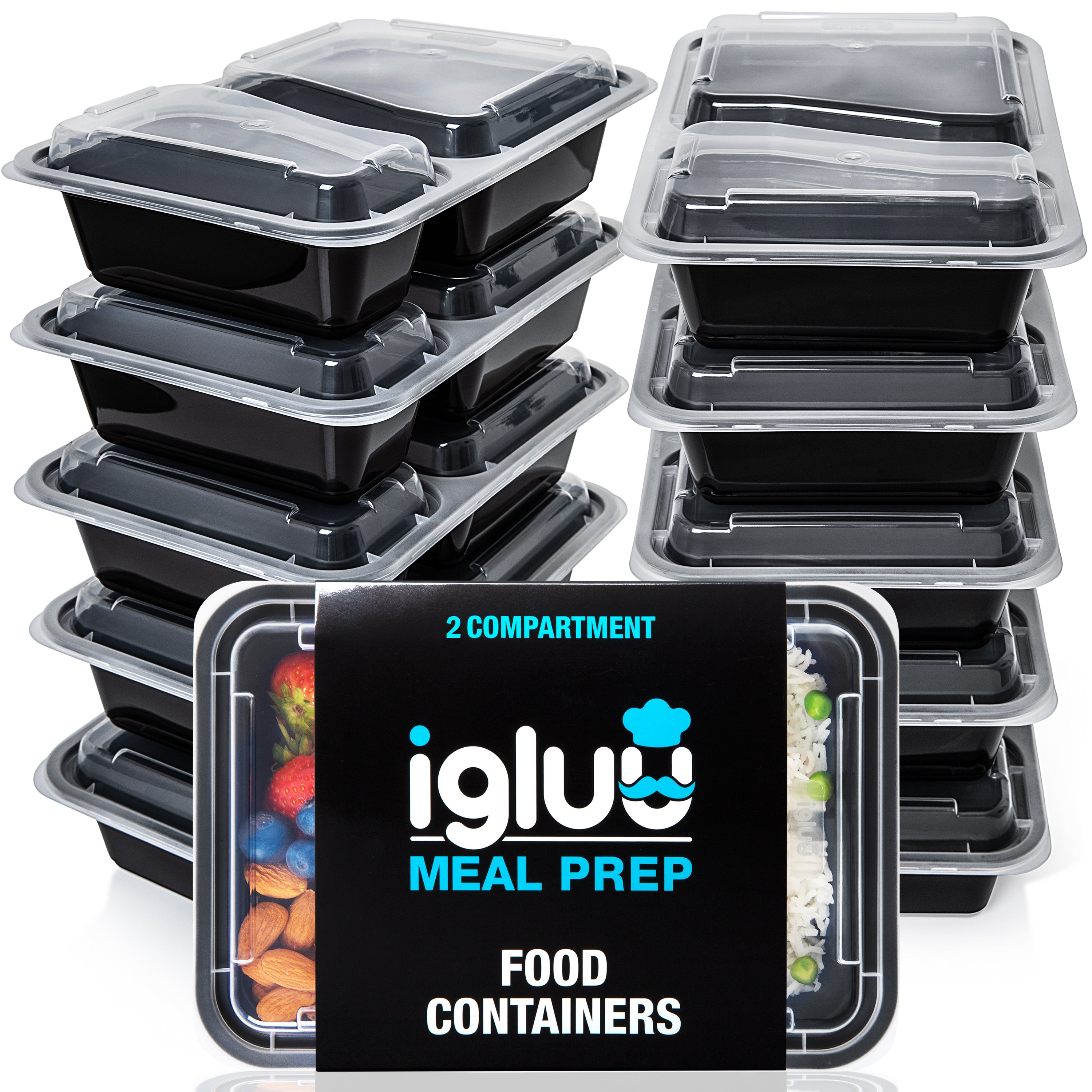 2-Compartment Reusable Containers with Airtight Lids - 887ml product photo from Igluumealprep