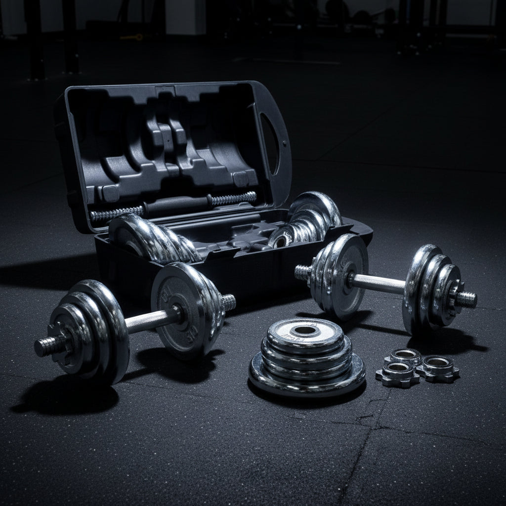 Steel Dumbell Bag 2 Hand Bars And Plates product photo from Athlete Home