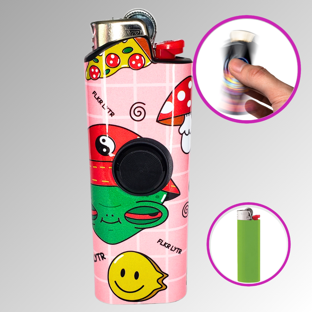 FLKR LYTR® Fidget Spinner Lighter Case "Hi Alien" for Bic® Lighter Case - Smoking Accessorie product photo from Flkrlytr