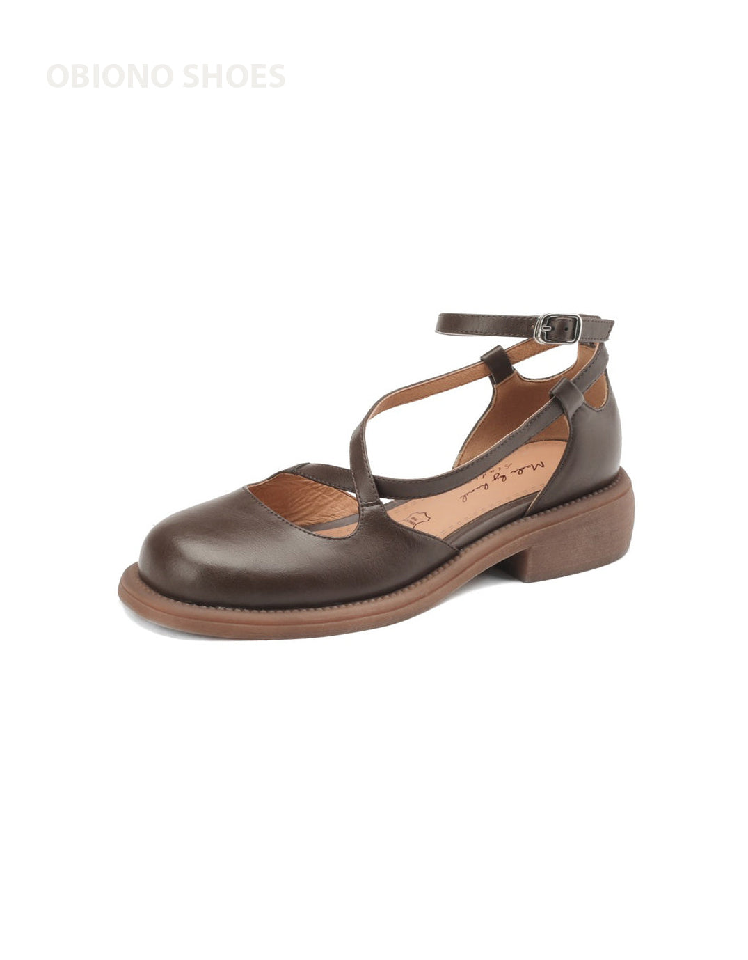 Vintage Ankle Cross Strap Round Toe Mary Jane Shoes product photo from Obiono